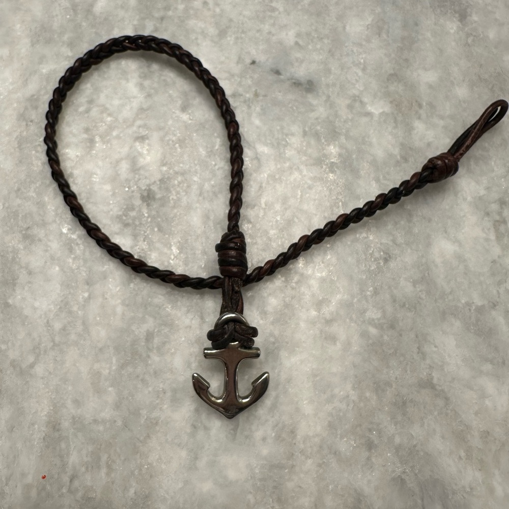 James Avery RETIRED RARE Brown Leather Anchor Bracelet - Picture 3 of 4